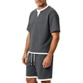 thumbnail image 4 of hotojiny Men's Two Piece Shorts Sets Summer Sweatsuits Casual Comfy Jogging Active Sets Stylish Color Block Matching Outfit(Dark Gray,4X-Large), 4 of 6