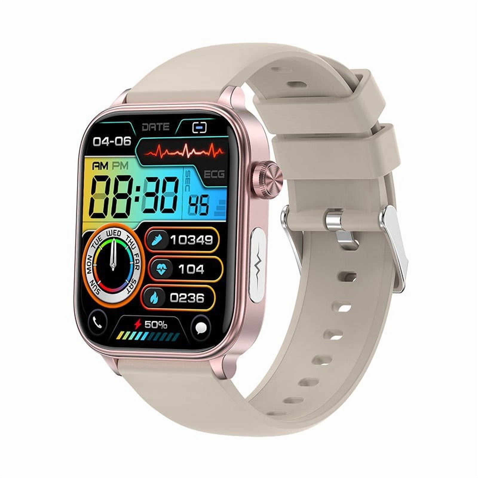 Laatikui ET570 smart watch, Bluetooth GPS men and women sports waterproof mode, 1.96-inch fitness exercise tracker, call/smart reminder