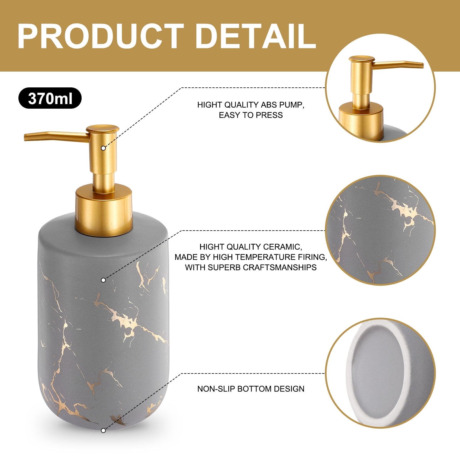 Unique Bargains Soap Dispenser for Kitchen Sink and Bathroom with Pump Gray