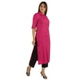 thumbnail image 2 of Moomaya Kurta en Rayonne Uni pour Femmes à Manches Évasées, Col à Cordon, Kurti Ethnique Long, 2 of 7
