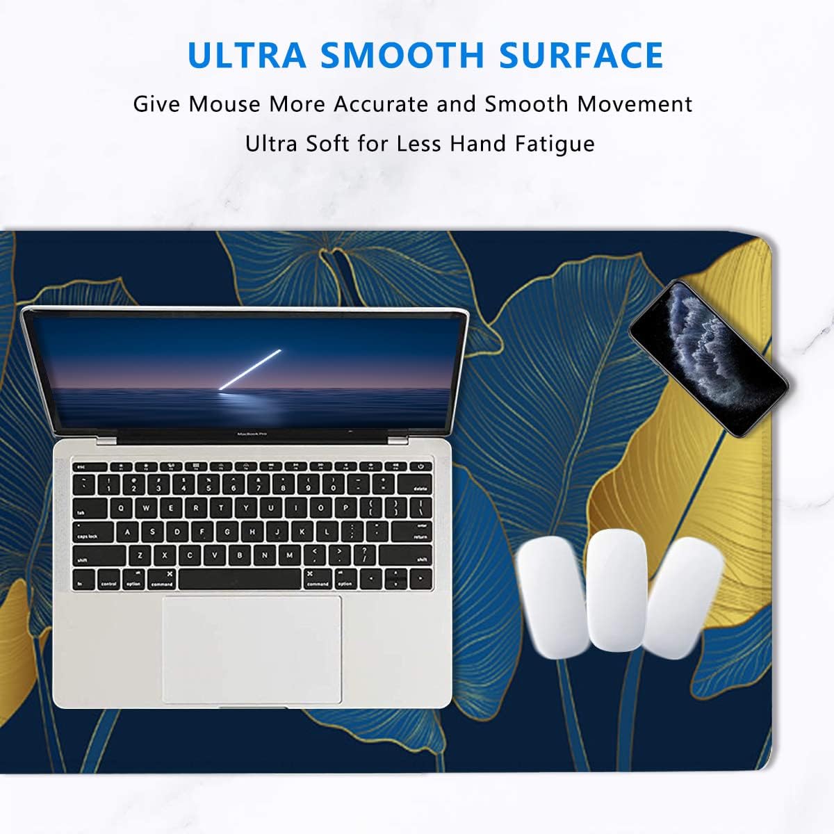 Large Mouse Pad,Golden Philodendron and Monstera Plant Large XL Desk Mat Extended Waterproof Mouse Mat with Stitched Edges and Non-Slip Base for Office Gaming Home 31.5 X 11.8 Inch