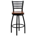 thumbnail image 3 of HERCULES Series Black Ladder Back Swivel Metal Barstool - Cherry Wood Seat, 3 of 9
