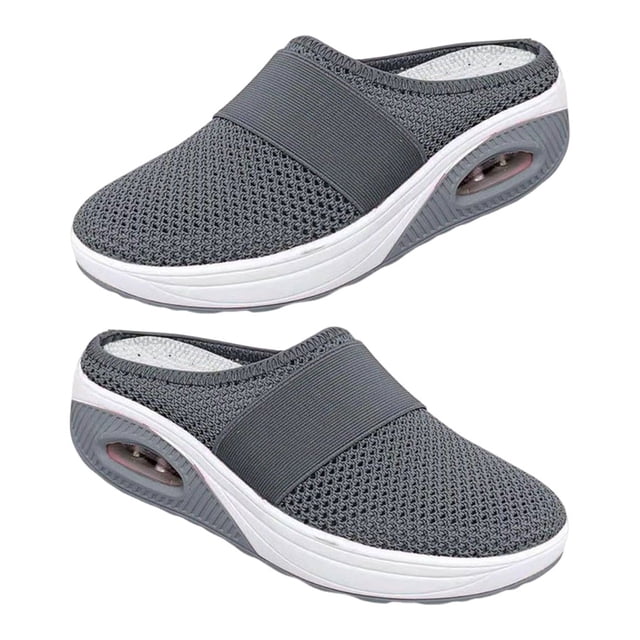 Minnieouse Zapatillas de cuña para mujer, zapatos informales de malla con cojín de aire, zapatos transpirables Retro, sandalias antideslizantes Calzado Gris 41 yardas