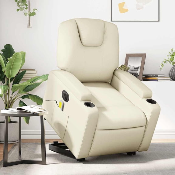 vidaXL Electric Stand Up Massage Recliner Chair Cream
