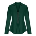 thumbnail image 4 of YYDGH Womens Zip up Open Front Blazers Casual Long Sleeve Mock Neck Blazer Jackets Solid Color Work Suit Coat Green S, 4 of 6