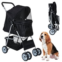 YRLLENSDAN 4 Wheels Pet Stroller for Medium Dogs, Dog Stroller Small Dogs with Cup Holder Foldable Pet Gear Pet Carriers with Wheels Cat Stroller