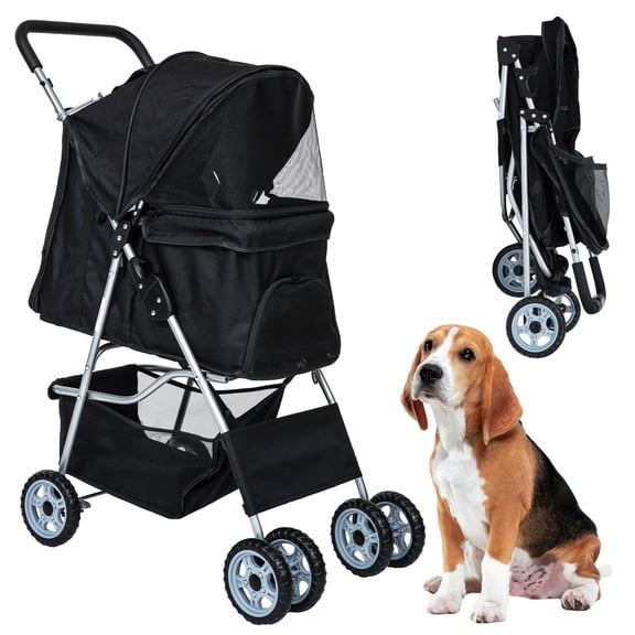 YRLLENSDAN 4 Wheels Pet Stroller for Medium Dogs, Dog Stroller Small Dogs with Cup Holder Foldable Pet Gear Pet Carriers with Wheels Cat Stroller