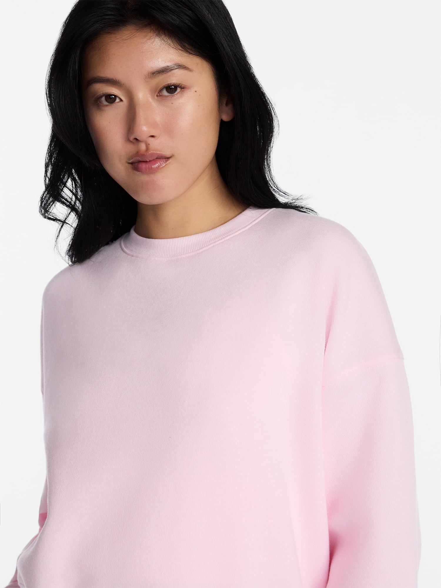 No Boundaries Boxy Fleece Sweatshirt, Midweight, Women's XXS-XXL