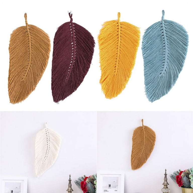 Macrame Wall Hanging Tapestry,REFAHB Leaf-Feather Wall Hangers,Tassel  Tapestry Boho Chic Wall Decor Handmade Woven Ornament (29.5 x 47.3 inch) 