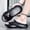Black and gray, variant on Men’s Indoor Outdoor Slippers, Cloud Soft Cushion Footbed, Non-slip Wear Resistant Outsole, Hollow Breathable Structure, Lightweight Portable Slides for Gym, Bathroom, Beach and Daily Commute