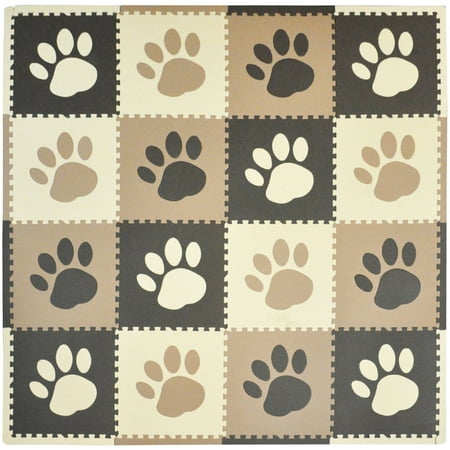 Tadpoles Playmat Set, 16pc, Pawprint, Brown