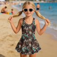 thumbnail image 3 of Uourmeti Girls' Sleeveless One Piece Skirted Swimsuit - Southwestern Tribal Print, Quick Dry Stretch Swim Dress for Beach & Pool, 3-13 Years, 3 of 8