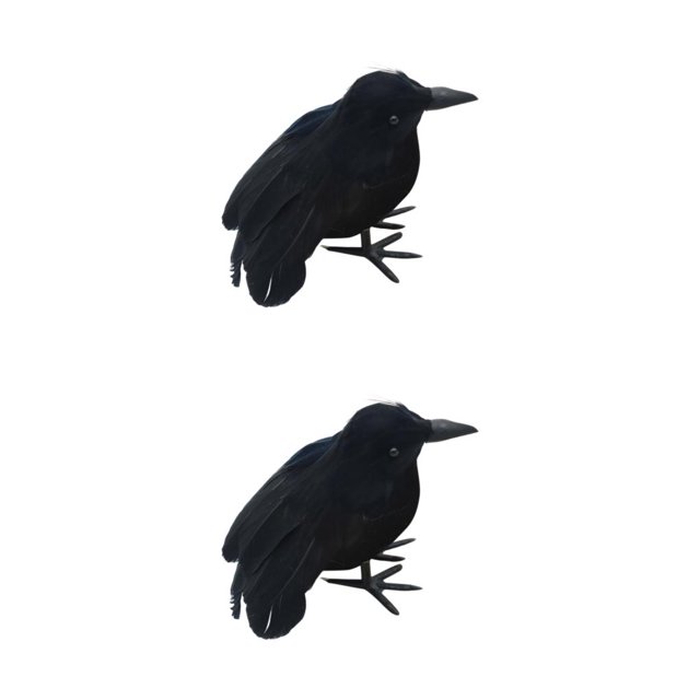 Decodeary Halloween Home Decor - High Simulation Black Crow Ornament With Fine Flying Crow 2Set