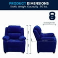 thumbnail image 3 of Deluxe Padded Contemporary Blue Microfiber Kids Recliner with Storage Arms, 3 of 9