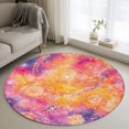 thumbnail image 2 of Abstract Cosmos Round Living Room Rugs 3.3 ft, Clouds Star Pink Orange Dreamlike Washable Area Rug with Non-Slip Sturdy Edge Binding Round Front Door Mat Floor Carpet for Entryway, 2 of 9
