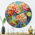 thumbnail image 1 of Designart "Coral Hydrangea curious" Floral Oversized Wall Clock, 1 of 6
