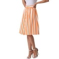 thumbnail image 4 of INSPIRE CHIC Women's Striped Skirt Elastic High Waist Button Front A-Line Midi Skirt S Orange, 4 of 6