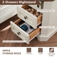 thumbnail image 6 of OKD Farmhouse Nightstand with Charging Station, End Table with 2 Drawers for Living Room, Side Table, Vintage White, 6 of 7