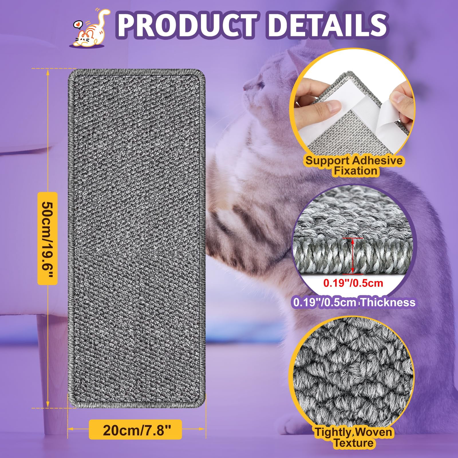 Door Protector From Cat 19.6" X 7.8" Wall Corner Scratcher  Anti Scratch Frame Furniture For Indoor Cats