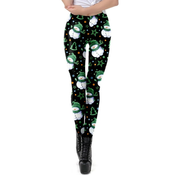 Gibobby Leggings deportivos mujer Leggings con estampado navideño para mujer Pantalones de bota casuales ajustados sexy(Verde,G)