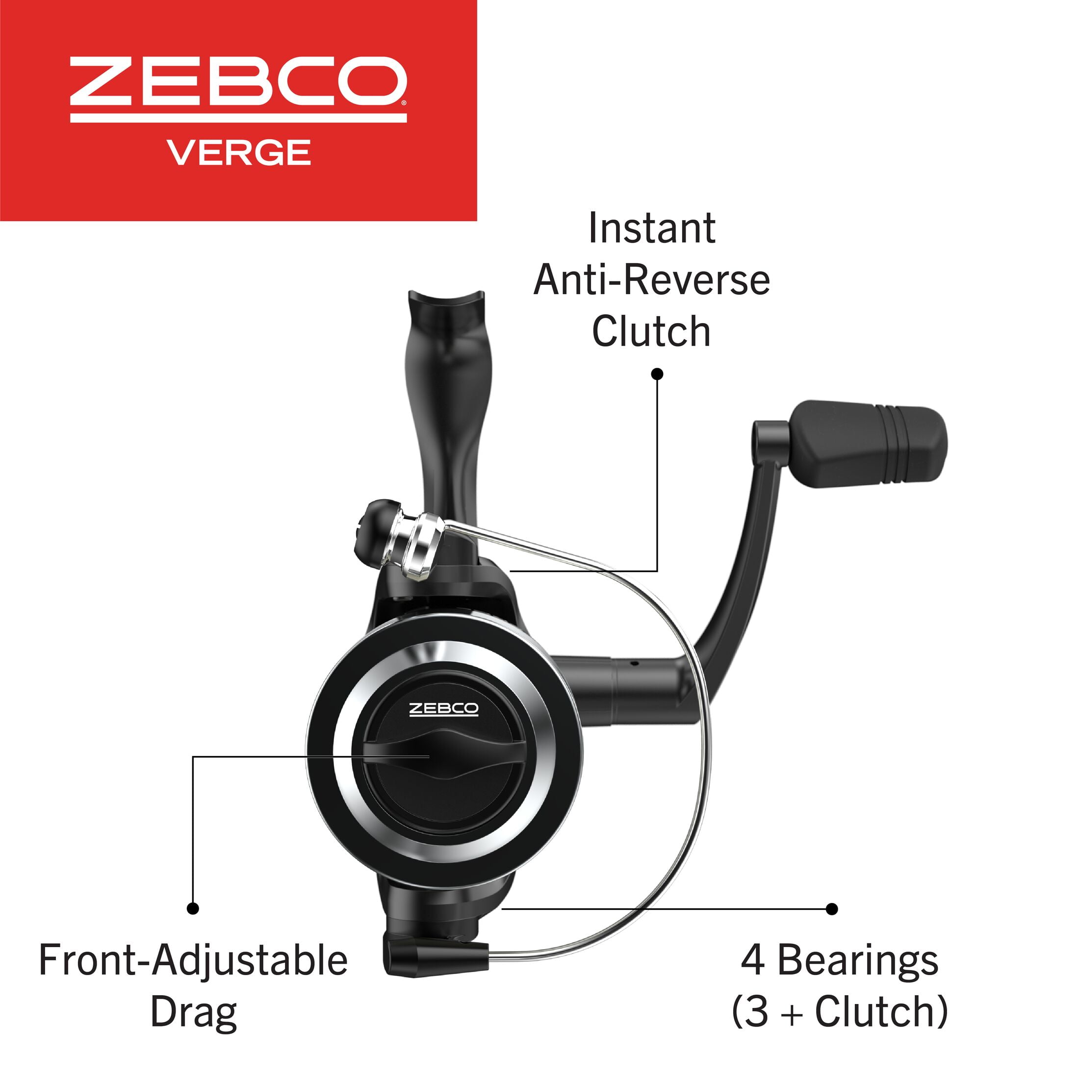 Zebco Verge Spinning Fishing Reel, Size 40 Reel, Black - Walmart.com