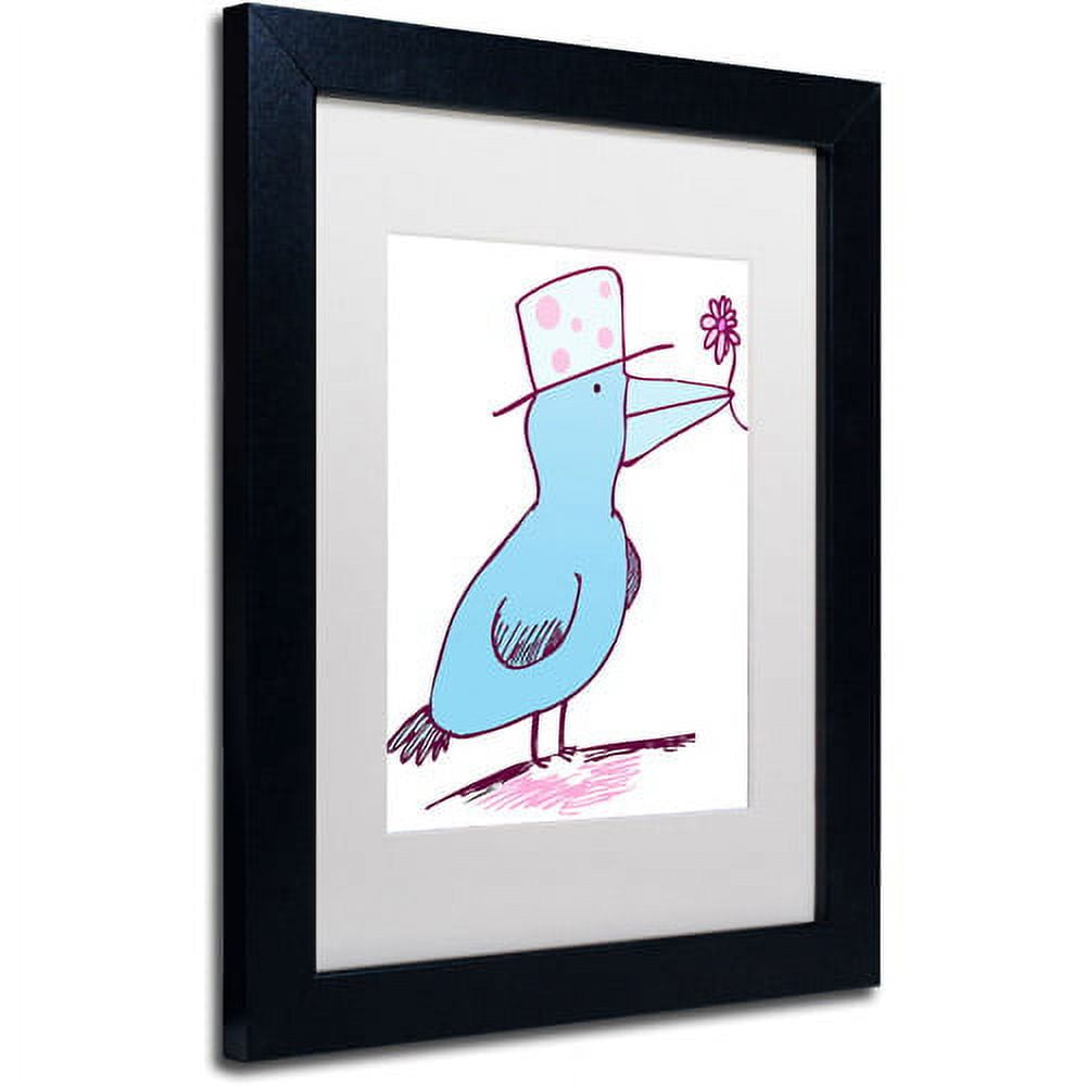 Trademark Fine Art "Flower Bird" Canvas Art by Carla Martell, White Matte, Black Frame