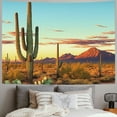 thumbnail image 2 of ERAPDAUR  Saguaro Tapestry, Sun Goes down in Desert Prickly Pear Cactus Southwest Texas National Park, Wide Wall Hanging for Bedroom Living Room Dorm,Orange Blue 50x40inch, 2 of 6