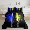 thumbnail image 2 of Erosebridal Galaxy Lightsaber Bedding Sets with Comforter, Blue Orange Duvet Insert, Watercolor Print Decor, Reversible, 2 of 7