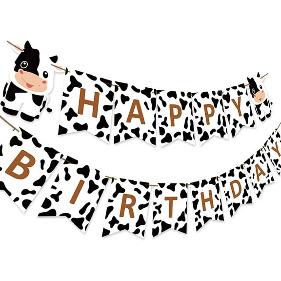 Farm Themed Birthday Party Decorations - Cow Happy Birthday Banner Barnyard 1st 2nd 3rd Birthday Party for Boys Girls Decorations Supplies