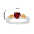 thumbnail image 3 of Sterling Silver with Natural Garnet , Citrine and White Zircon Three Stone Ring, 3 of 3