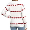 thumbnail image 4 of SYMOID Womens White Heart Print Sweater - 100% Polyester Long Sleeve Crew Neck, Cozy Relaxed Fit for Fall Winter & Valentine’s Day,Size L, 4 of 9