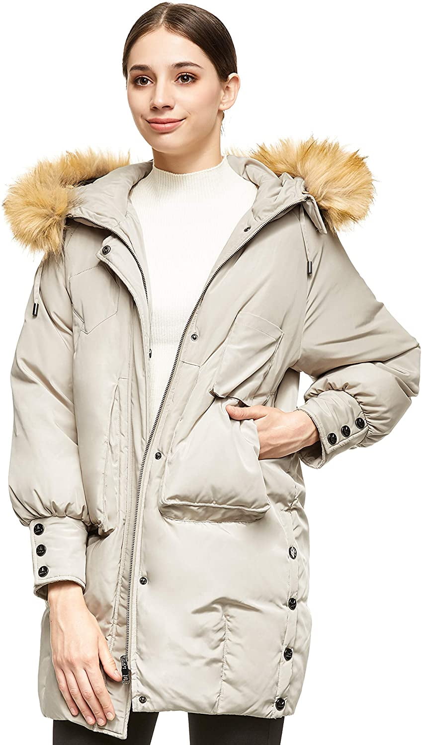 coat with fur hood and sleeves