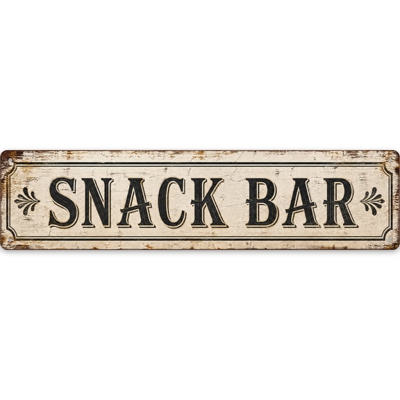 Vintage Snack Bar Metal Sign, Rustic Home Decor, 16X4 inch