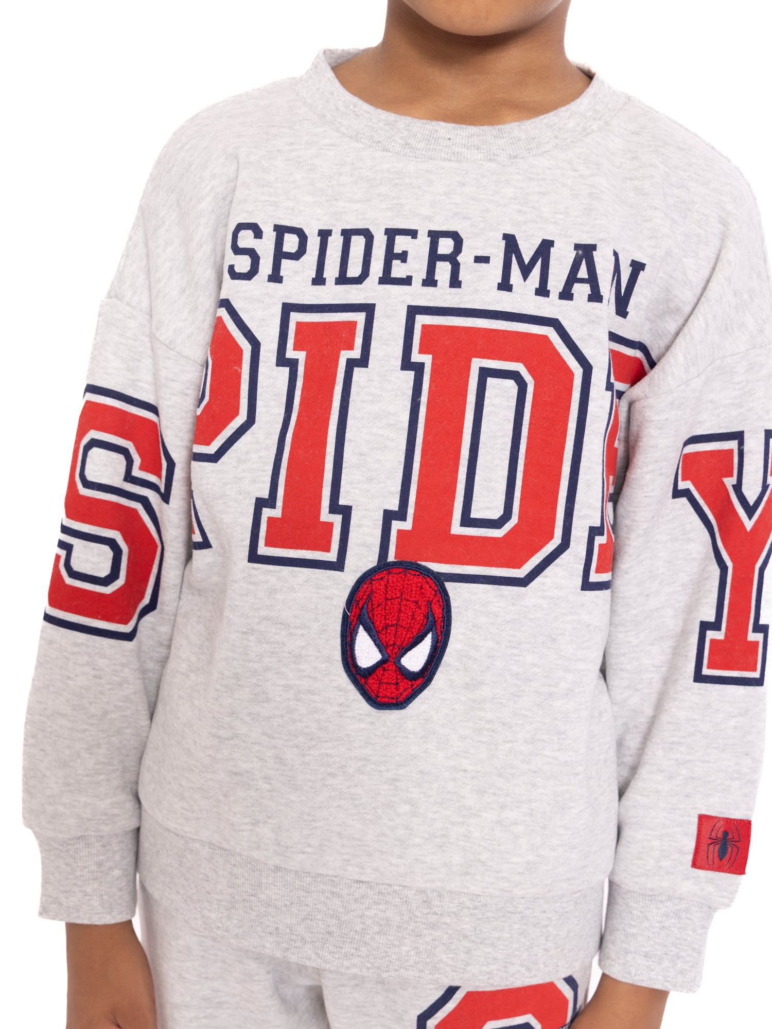 Spider-Man Boys Long Sleeve Graphic Crewneck Sweatshirt with Matching Short, 2-Piece Set, Sizes 4-12