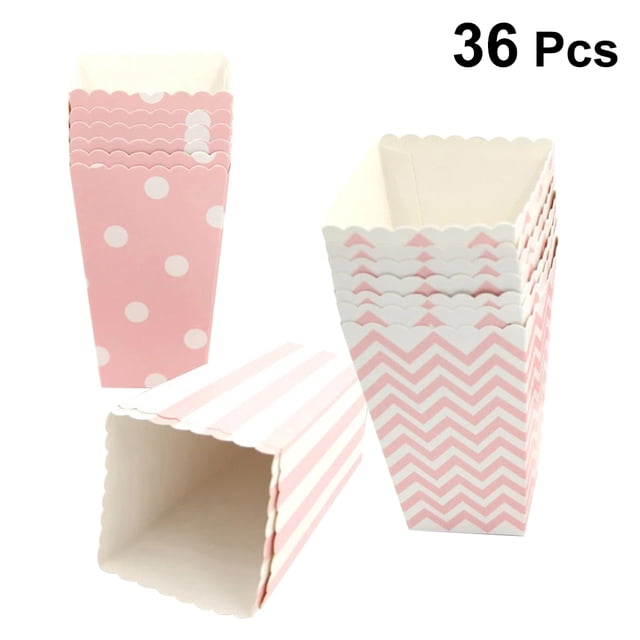 Minkissy 36Pcs Small Popcorn Boxes Pink Paper Storage Containers for Parties Movie Night Home Users Guests