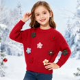 thumbnail image 2 of Coerni Kids' Knit Sweater With 3D Colorful Flower Appliques Girls Soft Long Sleeve Crewneck Top Toddler Winter Warm Coat Sweatshirt, 2 of 3
