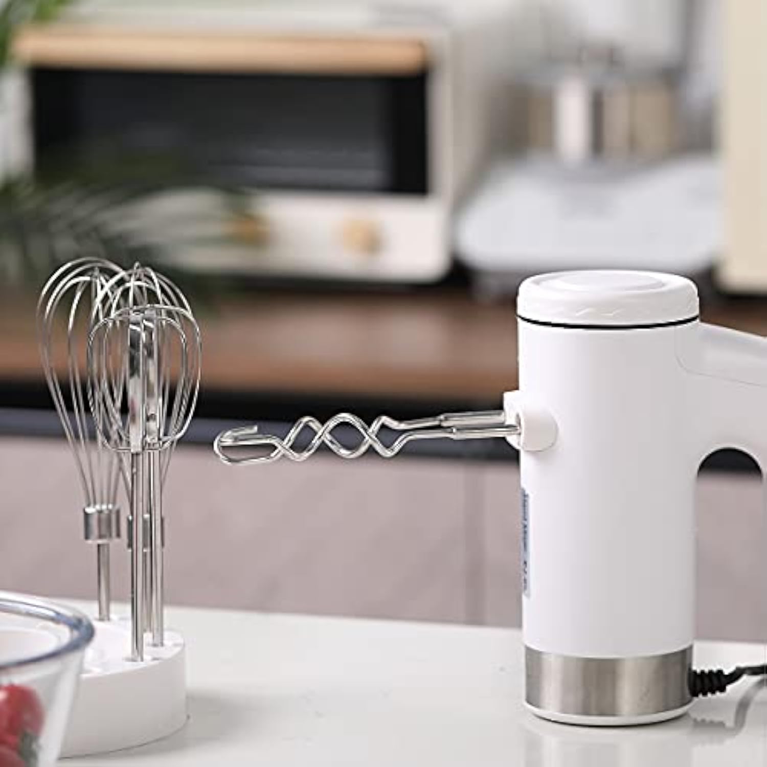TOXOZERS 5-Speed Electric Hand Mixer, Kitchen Handheld Mixer with Stainless Steel Whisk & Dough Ho5-Speed Electric Hand Mixer, Kitchen Handheld Mixer with Stainless Steel Whisk & Dough Hook Attachmen