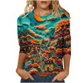 thumbnail image 2 of VKOYWKM Halloween Shirts for Women 3/4 Sleeve Funny Pumpkin Ghost Graphic T Shirt Crew Neck Loose Party Tops Halloween Spooky Print Tees, 2 of 4