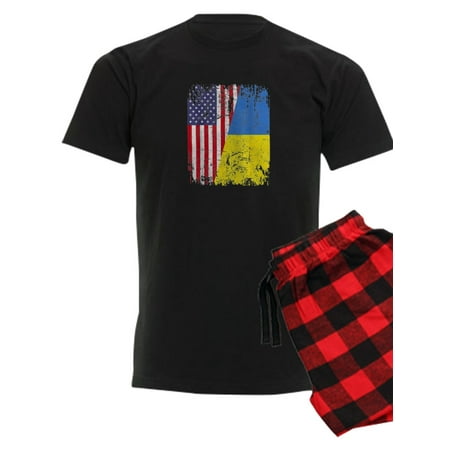 

CafePress - Ukrainian Roots Half American Flag Ukraine Pajamas - Men s Dark Pajamas