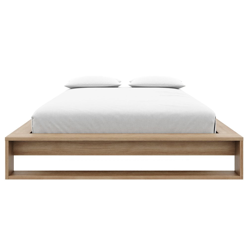 Nexera Lido Queen Platform Wood Bed Frame with Slats Brown Oak