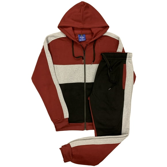 Men's Color Block Fashionwear Sweat Jacket and Jogger Sweatpants