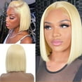 thumbnail image 3 of 180% Density 613 Blonde Bob Wig 13x4 Lace Front Wigs Human Straight Brazilian Virgin Human Hair Pre Plucked with Baby Hair for Black Women Bleached Knots Can be Dyed（150% Density,14inch）, 3 of 7