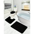 thumbnail image 3 of Ottomanson Nice Washable Non-Slip Rubberback Polypropylene Black Bath Rug Set, 3 Piece, 3 of 9