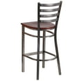 thumbnail image 4 of Flash Furniture HERCULES Series Silver Antique Finish with Clear Coat Ladder Back Metal Restaurant Barstool - Mahogany Wood Seat, 4 of 7