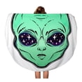 thumbnail image 1 of SIDONKU 60 inch Round Beach Towel Blanket Alien Head Starry Eyes Space Inside Pin Badges Cartoon Travel Circle Circular Towels Mat Tapestry Beach Throw, 1 of 2