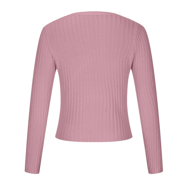 トップス short cardigan Women's Short Cardigan Top V-Neck Long Sleeve Sweater New FZ