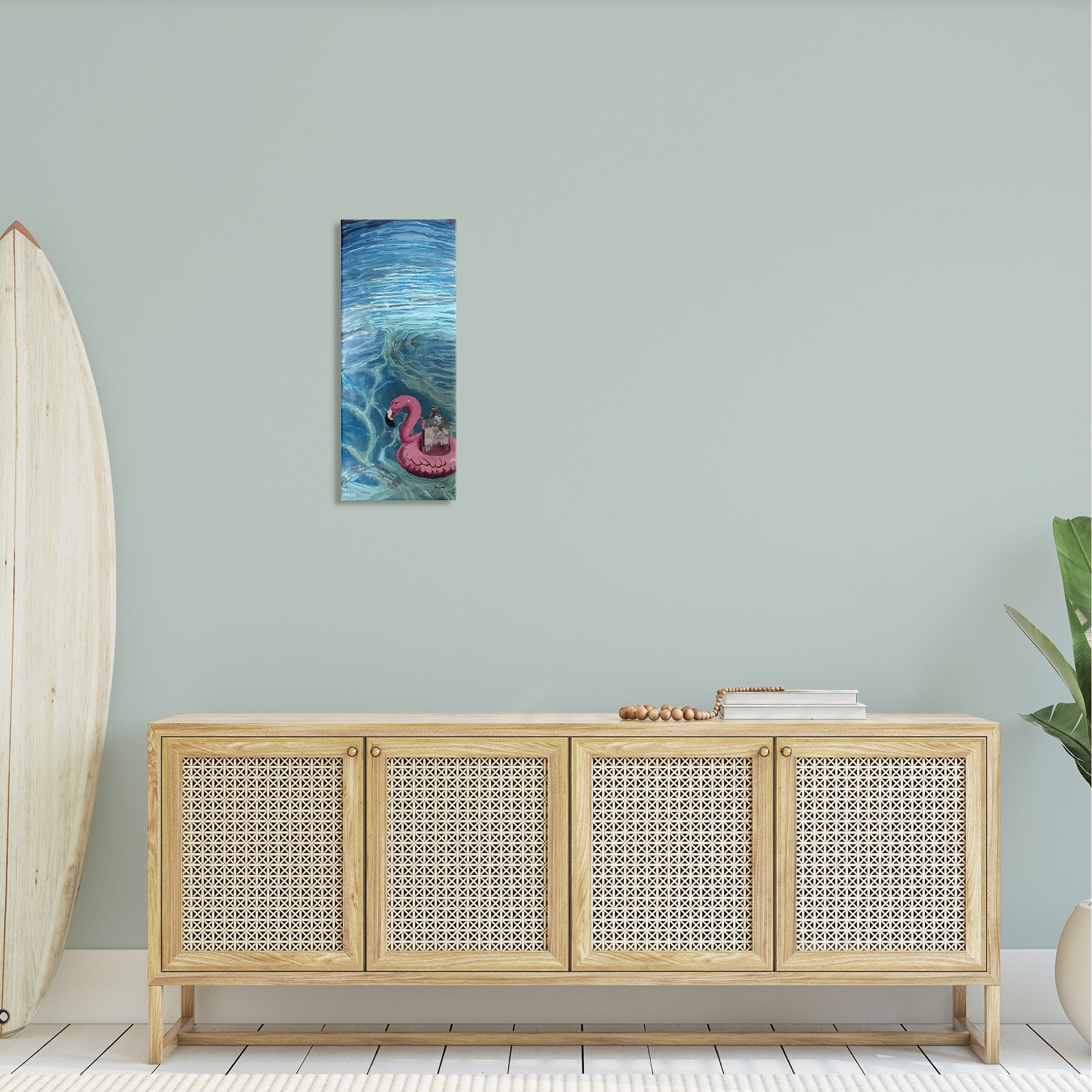 Stupell Industries Flamingo Pool Float Summertime Swirled Water Ripples Graphic Art Gallery Wrapped Canvas Print Wall Art, Design by Stacy Gresell