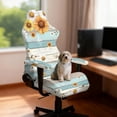 thumbnail image 3 of SCRAWLGOD Daisy Sunflower Wood Grain Blue Beige Set of 4 Gaming Chair Slipcovers Stretch Gaming Chair Cover Set Universal Rotating Armchair Covers with Armrest Covers, 3 of 7