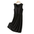 thumbnail image 2 of Sleeveless Nightgowns for Women, Drawstring Nightdress Solid V Neck Sleep Shirt Soft Chemise Nightshirt Sleepwear with Built in Bra Black XL, 2 of 5
