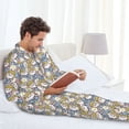 thumbnail image 6 of Naloa Cute Rabbit Men’s Pajamas Set - Long Sleeve Button Down Sleep Shirt and Pajama Bottoms Sleepwear Set-Medium, 6 of 7